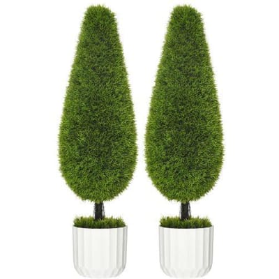 Plante artificielle - MUVOE - Cyprès - Lot de 2 - 90 cm - Cache-pot élégant - Entretien facile vert