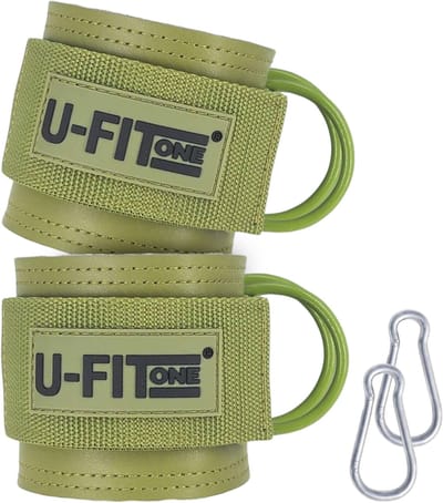 U Fit One 2 Stuks Ankle Strap Fitness met Draagtas en Karbijnhaken - Enkel Strap - Enkelband - Ankle Cuff Strap - Groen