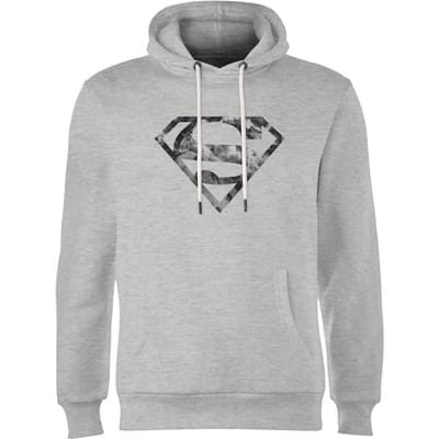 Marble Superman Logo Hoodie - Grey - S