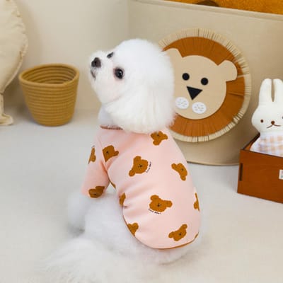 Huisdier Teddybeer Basis T-shirt Kleine Hond Huisdier Kleding Nieuwe Comfortabele Kleding Elastisch Bedrukt Beer Vierkleurig T-shirt Puppy Kleding XXL