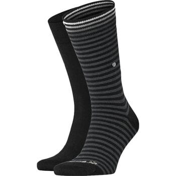 Burlington Everyday Stripe- Mixed 2-Pack gedessineerd katoen multipack sokken heren zwart - maat 40-46