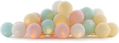 Cotton Ball Lights - LED lichtslinger voor binnen - Handgemaakt en Fairtrade - 35 lampjes - Pastel