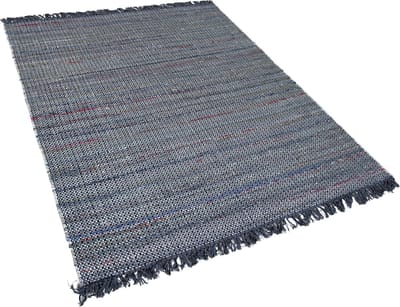 BESNI - Laagpolig vloerkleed - Donkergrijs - 160 x 230 cm - Katoen