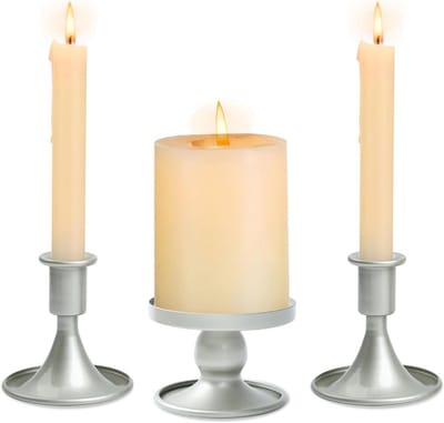 Set van 3 Metalen Kandelaars voor Trouwkaars - Decoratieve Standaard voor Ceremonie Tafeldecoratie