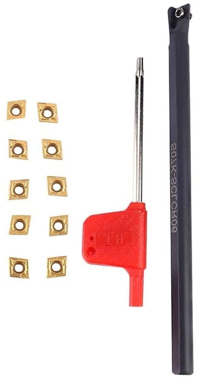 Cocoplus -Draaibankhouder - Wisselplaten - 10-delige set - Hardmetaal - CCMT060204 - YBC251 - Geschikt voor S10K-SCLCR06 - Zwart - Draaibankgereedschap
