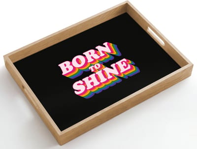 Dienblad hout 50x35 cm - Schootdienblad - Quote - Regenboog - Roze - Zwart - Borrelplank rechthoek - Plateau dienbladen