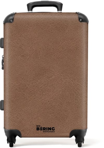 NoBoringSuitcases.com - Grote koffer - Lederen look licht bruin - Kinderkoffer geschikt voor jongen en meisjes - Reiskoffer met 4 wielen - Trolley op wieltjes - Rolkoffer groot kinderen - 72 liter - Ruimbagage valies 20kg