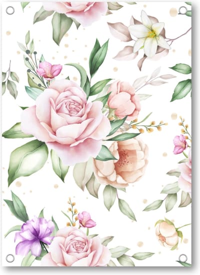 Bloemen waterverf stijl - Tuinposter 50x70 - Wanddecoratie - Natuur - Bloemen - Kinderkamer