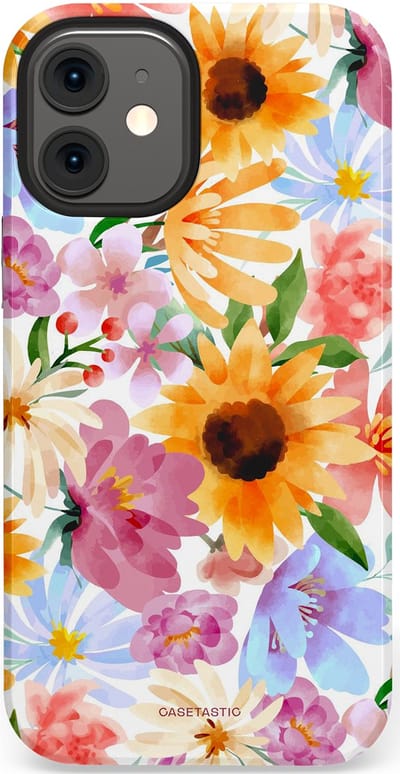 Casetastic Hoesje Geschikt voor Apple iPhone 12 Mini - Stijlvolle Beschermende Duo-layer Case - Aquarel fantasie