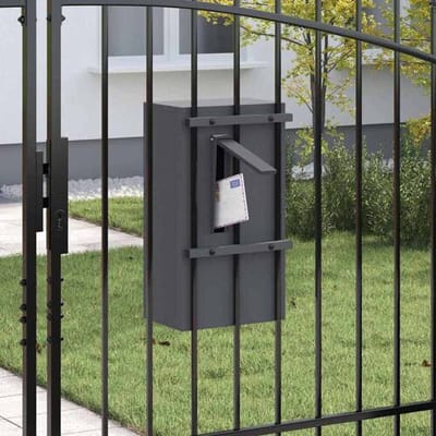 vidaXL - Brievenbus - met - opslag - met - slot - Antraciet - 30 - x - 20 - x - 55 - cm - Staal