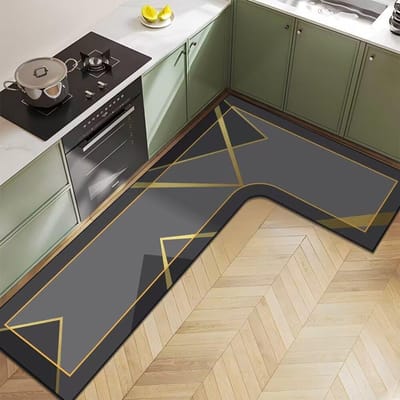 Nordic Licht Luxe Diatomeeënaarde Huishoudelijk L-vormig Keukenvloermat Waterabsorptie Antislip Sneldrogend en Onderhoudsvriendelijke Vloermat 80*120*45cm
