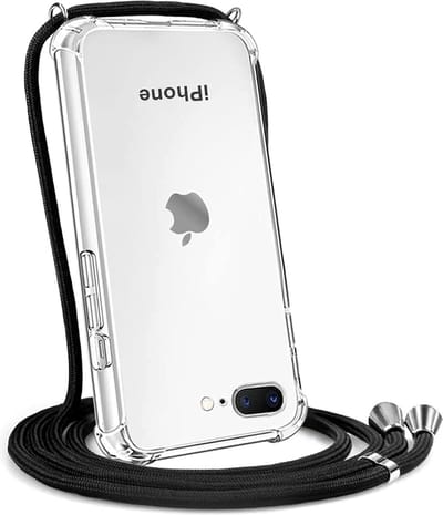 Hoesje met koord - ketting - Draagriem voor Schouder / Nek - touw - Hanger - Schouder tas - Geschikt voor: iPhone 7 plus / 8 plus - transparant