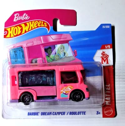 HOT WHEELS BARBIE DREAM CAMPER PINK ROULOTTE 21/250 MATTEL 1/5 SHORT CARD 2026