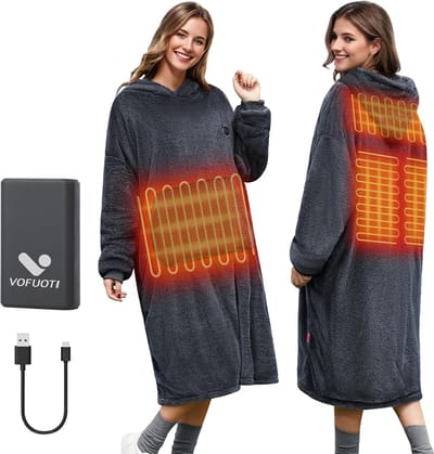 Verwarmde Hoodie - Draagbare Deken - Lekker Warm Blijven - Met Batterij - Oversized - Roze