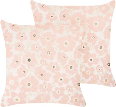 TRITELEIA - Sierkussen set van 2 - Roze - 45 x 45 cm - Fluweel