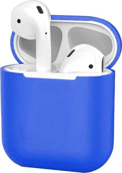 Hoesje - Geschikt voor Apple Airpods 1 - Siliconen Dun Met Clip - Case Cover - Silicone Hoes - Blauw