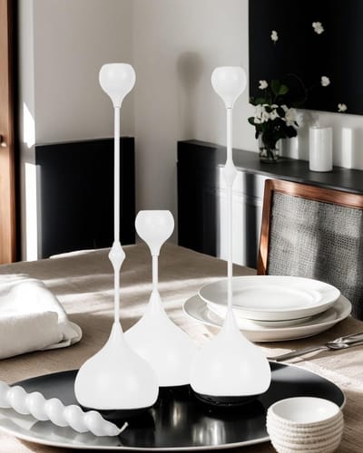 Kandelaars Set - Kaarsen Houders - Tafel Decoratie - Minimalistisch Design - 3 Stuks - Wit
