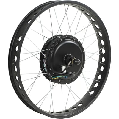 26 Inch Sneeuwfiets Conversie Motor Kit 48V 1500V Achteraandrijving Roterend Vliegwiel KT LCD8H Display Elektrische Fiets Achterwiel black