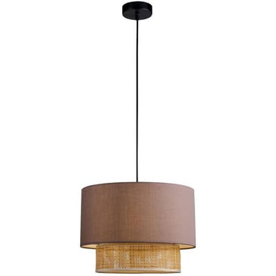 Viokef Hanglamp Rika, Ø 34 cm, grijs/naturel, stof/rotan