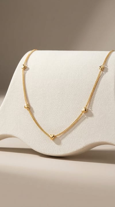 Lundholm Ketting Dames Goud kleurig Verguld met Hartjes - 40 cm - Stainless Steel Jewellery - Gouden ketting dames verfijnd minimalistisch sieraden - Vrouwen Cadeautjes Verjaardag cadeau tip - my Josie Serie - Scandinavisch Design collier