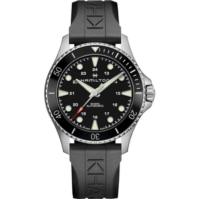Hamilton Khaki Navy Serie Automatisch Mechanisch Uurwerk Obsidiaan Wijzerplaat Horloge Herenhorloges Zwart Staal Rubber H82515330 Regular Watch Box,Black Dial H82515330 black