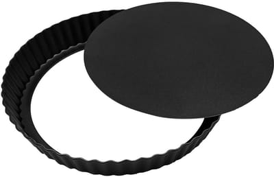 Dailygoods- Quiche Schotel 20 cm - Antiaanbakvorm - Carbon Staal - Hittebestendig tot 230°C - Verwijderbare Basis - Duurzaam en Robuust - Taartvorm