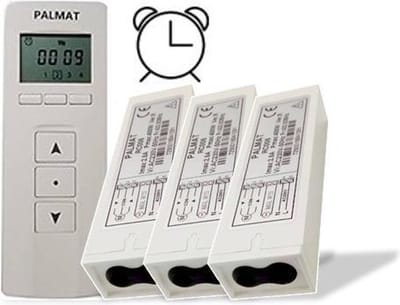 PALMAT® Handige Jaloezieën Afstandsbediening met 3 Ontvangers– Gordijn- en Rolluik Schakelaar – 4 Kanaal Timerfunctie – 2 jaar Batterijduur - Wit