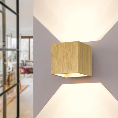 Houten Wandlamp Eikenhout Handgemaakt G9 Verlichting Woonkamer Badkamer Neutraal