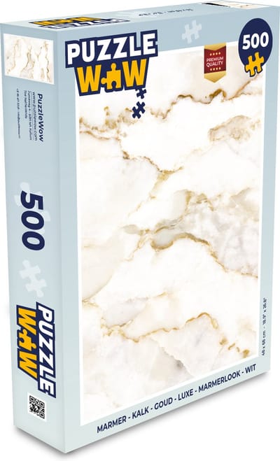 Puzzel Marmer - Kalk - Goud - Luxe - Marmerlook - Wit - Legpuzzel - Puzzel 500 stukjes