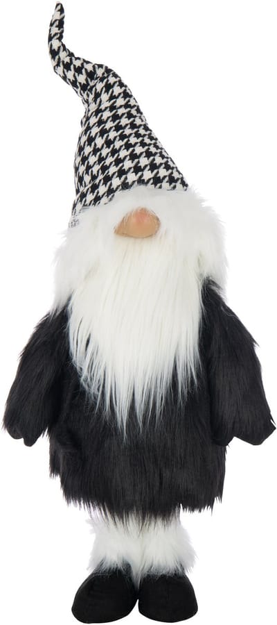 J-Line figuur Kerstman Pied-De-Poule - polyresin - wit/zwart