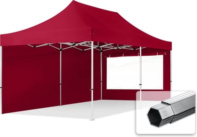 3x6 m Easy Up partytent Vouwpaviljoen PROFESSIONAL alu 40mm met zijwanden (panorama), rood