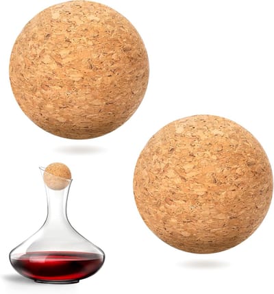 2,4 inch wijnkurk bal houten kurk bal stop voor wijn, 2 stuks glazen karaf stopper, vervanging voor wijn karaf fles Valentine's dag cadeau