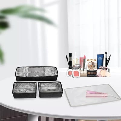 Professionele extra grote dubbellaagse XL cosmetische reiskoffer - 3 afneembare vakken - zwart nagelstyliste koffer