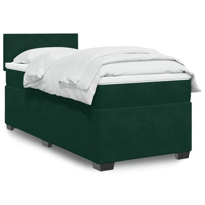 vidaXL - Boxspring - met - matras - fluweel - donkergroen - 80x200 - cm