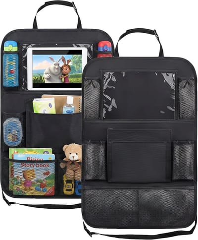Autostoel Organizer - Set van 2 Stuks - Tablet Houder - Waterafstotend - Auto Organizer - Voor Kinderen - Zwart