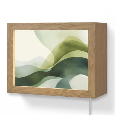 Wandlamp 20x15 cm - Oplaadbaar - Golven - Abstract - Lichtgroen - Sierlijk - Wandlampen binnen woonkamer - Slaapkamer lamp met kabel - Decoratieve nachtlamp - Vloerlamp snoer