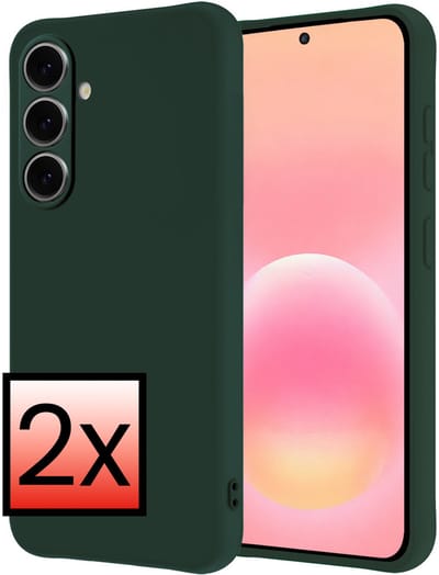 Hoesje - 2 Stuks - Geschikt voor Samsung Galaxy A57 - Sterk & Shockproof - Case Siliconen - Back Cover - Telefoon Hoes - Donkergroen