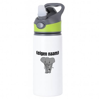 Hacebo® - olifant met eigen naam waterfles met rietje groen - Olifant - olifanten liefhebbers - iemand die houdt van olifanten - verjaardag - cadeau - kado - water fles - 650ML