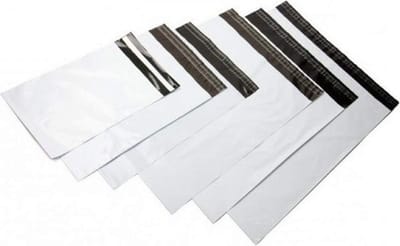 Set van 100 plastic verzendzakken 25 cm x 35 cm, wit en zwart, ideaal voor verzending en opslag