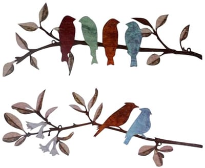 Metalen tuindecoratie Vogel Wandkunst Set van 2 voor Binnen en Buiten
