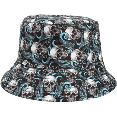 Trendy Schedel Graffiti Print Bucket Hat UV Bescherming Ademend Vissershoed Opvouwbaar Lichtgewicht Casual Hoed Dagelijkse Streetwear gray