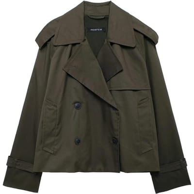 Damesjassen Herfst Korte Trenchcoat Voor Dames Double Breasted Bovenkleding Lange Mouw Demi-Seizoen Windjack Vrouw M legergroene kleur
