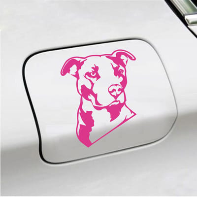 Bumpersticker - Pitbull  - 13 X 11 - Roze