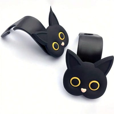 1 stuks 3D Cartoon Kat Autostoel Hoofdsteun Haak Hanger Universeel Voertuig, Auto Opbergorganizer Voor Handtas Portemonnee Jas, Leuke Dingen Voor Auto's 1Pcs zwart