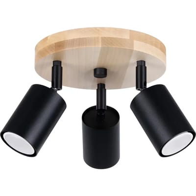 Sollux Lighting Plafondlamp Verdo - GU10 - zwart hout - staal/hout - 17x33x33cm