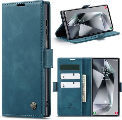 Solidenz Hoesje - Geschikt voor Samsung Galaxy S24 Ultra - Urban Book - Blauw