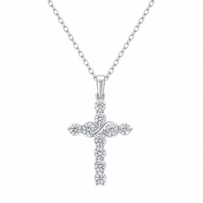 Selevie Ketting Kruis Witgoud met Moissanite 1.ct VVS - volledig bezet - white gold Cross Necklace moissanite 1.ct VVS