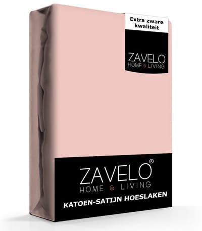 Zavelo Hoeslaken Katoen Satijn Poeder Roze- 1-persoons (70x200 cm)