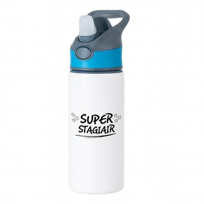 Hacebo® - Super stagiair waterfles met rietje blauw - Stagiair - beste stagiair - werk - afscheidscadeau - verjaardagscadeau - kado - water fles - 650ML