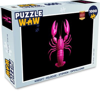 Puzzel Kreeft - Felroze - Stippen - Opvallend - Legpuzzel - Puzzel 1000 stukjes volwassenen
